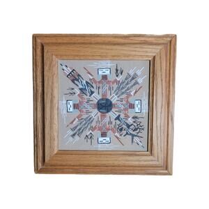 Sandpainting Native American sand painting Framed Southwestern Art 9"
